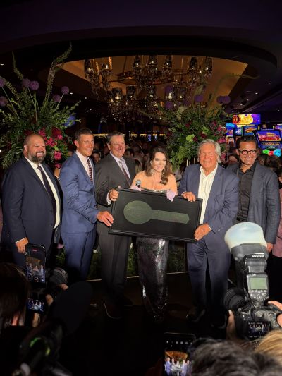 Lisa Vanderpump receiving the key to the strip. Credit - Caesars Meetings and Events