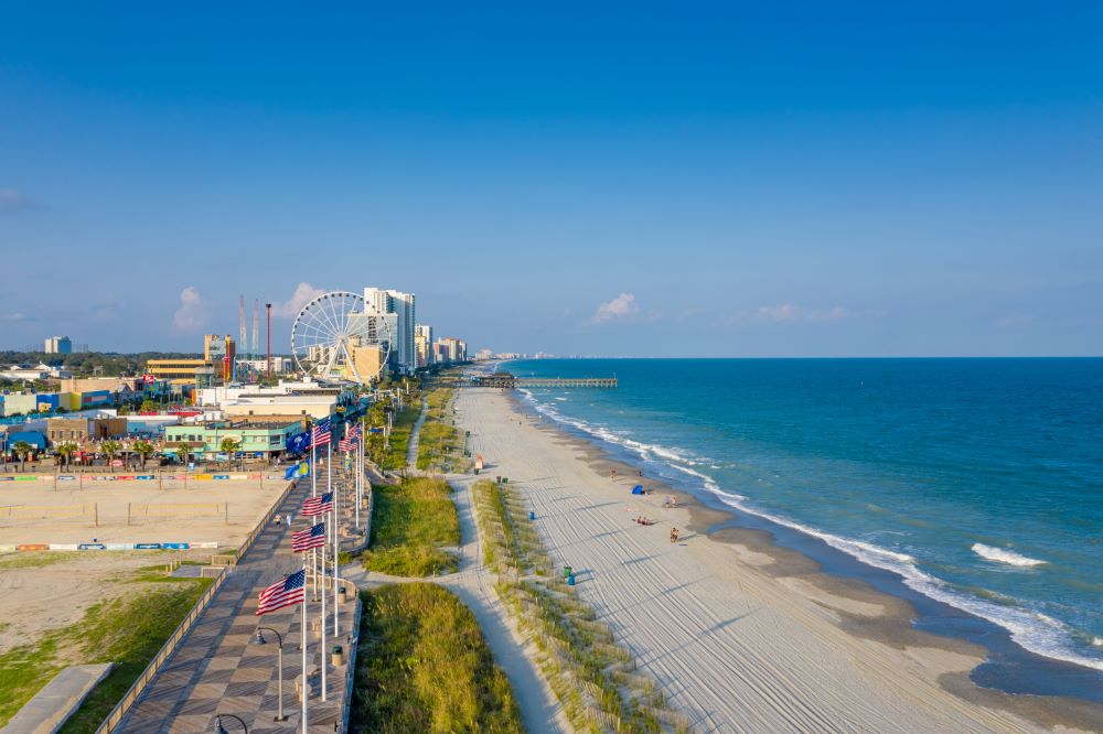 Photo of coastline of Myrtle Beach.