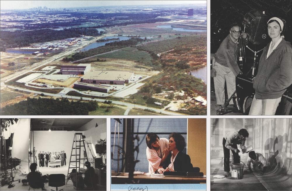 Collage of vintage photos from Irving's days as a film studio.