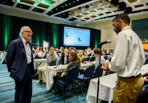 Audience members interacting at Sunposium, Max Planck Florida Institute of Neuroscience's Sunposium.