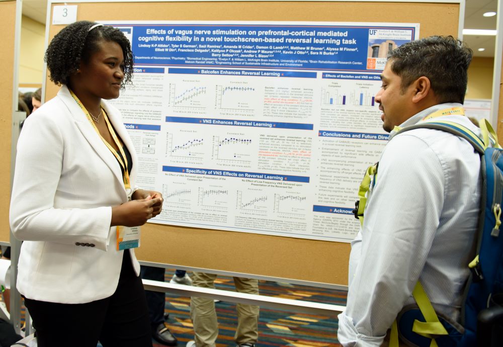 Photo of poster board session at Max Planck Florida Institute of Neuroscience's Sunposium.