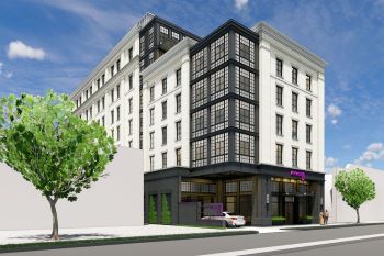 Moxy Charleston Downtown Exterior Entrance Rendering. Credit: Marriott Hotels and Resorts