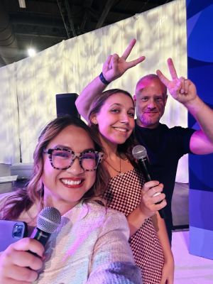 Nikki Gonzales from Soundings, Taylor Smith and David Allison from Valuegraphics at IMEX America 2023