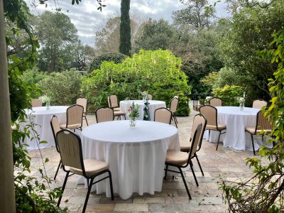 Outdoor event setup at Longue Vue House & Gardens