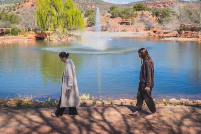 Outdoor guided meditation at Sedona Mago Center for Well-being and Retreat