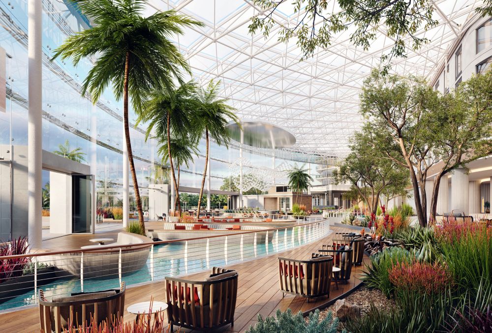Rendering of atrium in Gaylord Pacific.