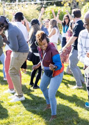 Participants dancing during a Be You Disco event