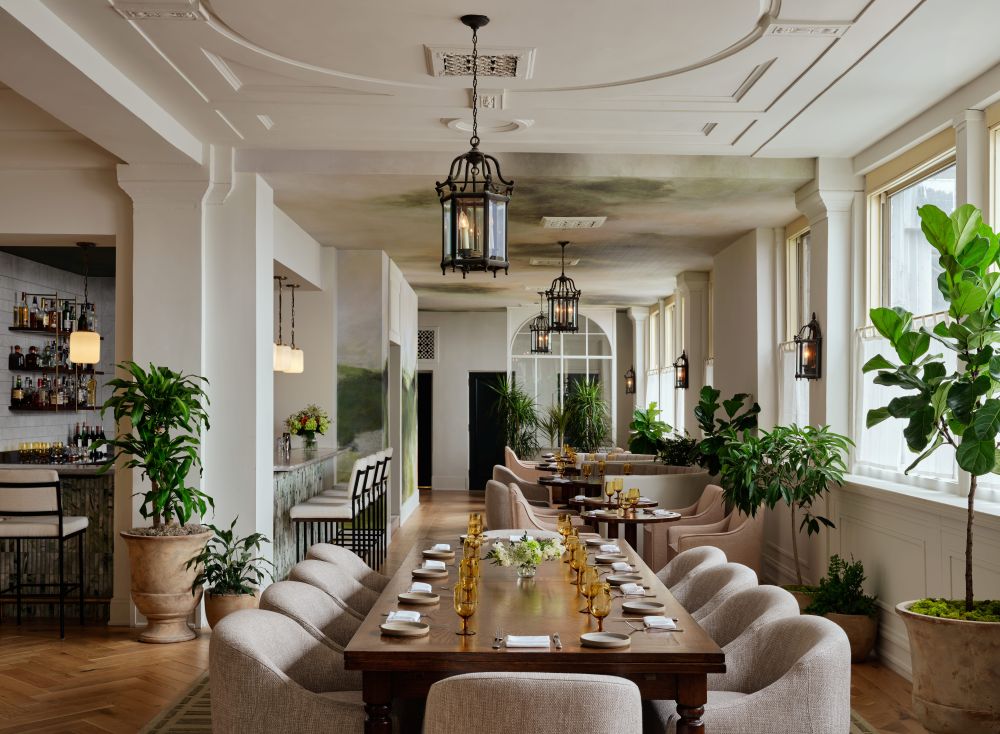 Pergola restaurant dining table.