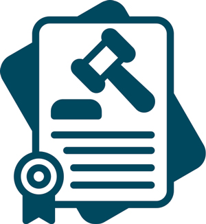 Infographic of a judges gavel on a bill.