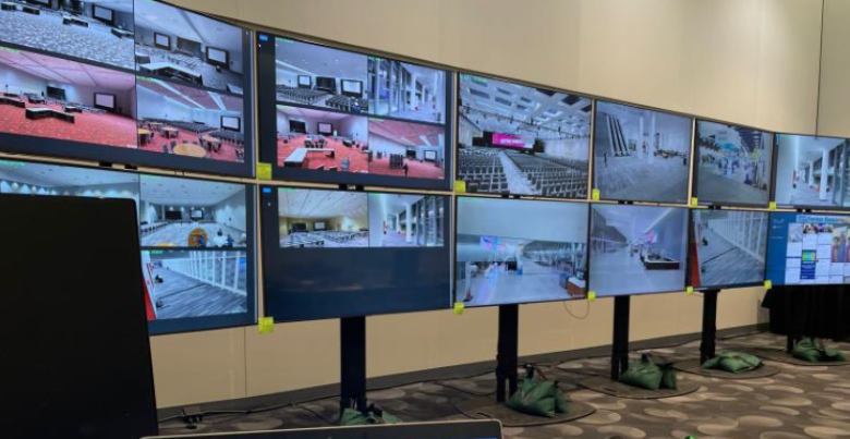 staff room with cameras