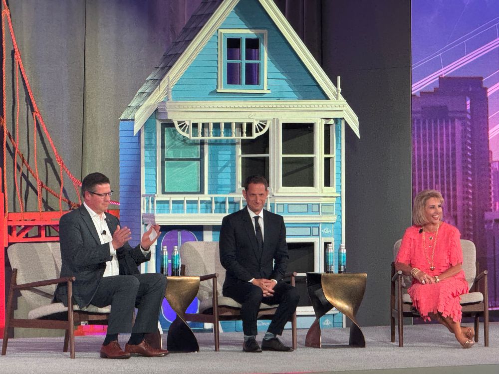 Photo of roundtable discussion with John Anderson, San Francisco Mayor Daniel Lurie and San Francisco Travel Association President and CEO Anne Marie Presutti.
