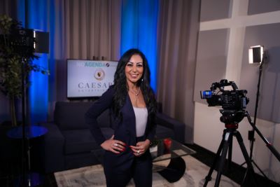 Sarah Soliman on the set of "No Agenda"