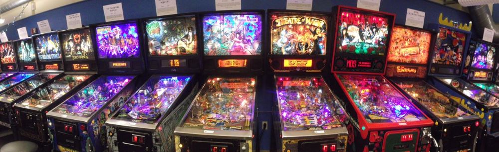 Photo of pinball machines at Seattle Pinball Museum.