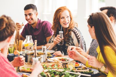 Sit Down to Have a Meal With Friends