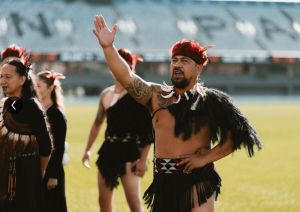 Haka and Poi ceremony in Eden Stadium.