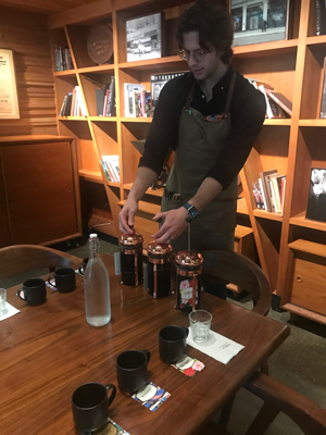 Photo of Starbucks Reserve Roastery & Tasting Room coffee sommelier.