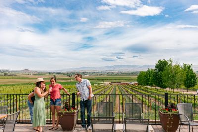 Sunnyslope Wine Trail patio overlooking vineyard