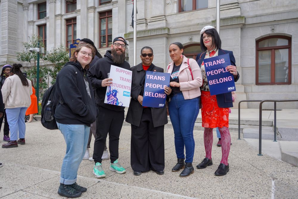 Photo of Trans Day of Visibility in Philadelphia, with PHL Diversity's Sheila Alexander-Reid.