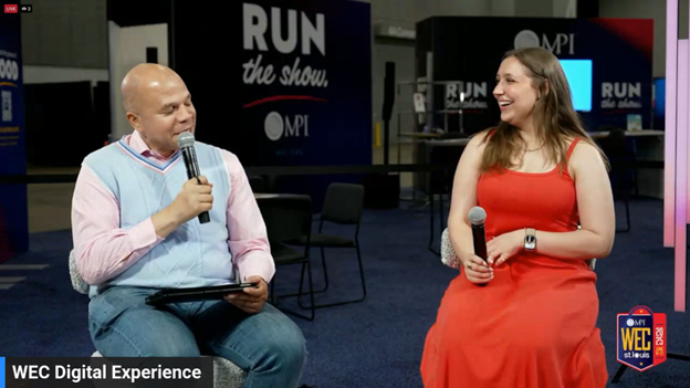 Photo of Amani Roberts interviewing Taylor Smith for a livestream during MPI WEC.