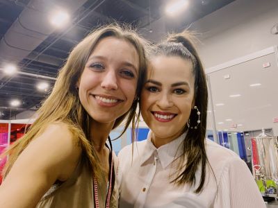 Taylor with Courtney Stanley of Dare to Interrupt at IMEX America 2022
