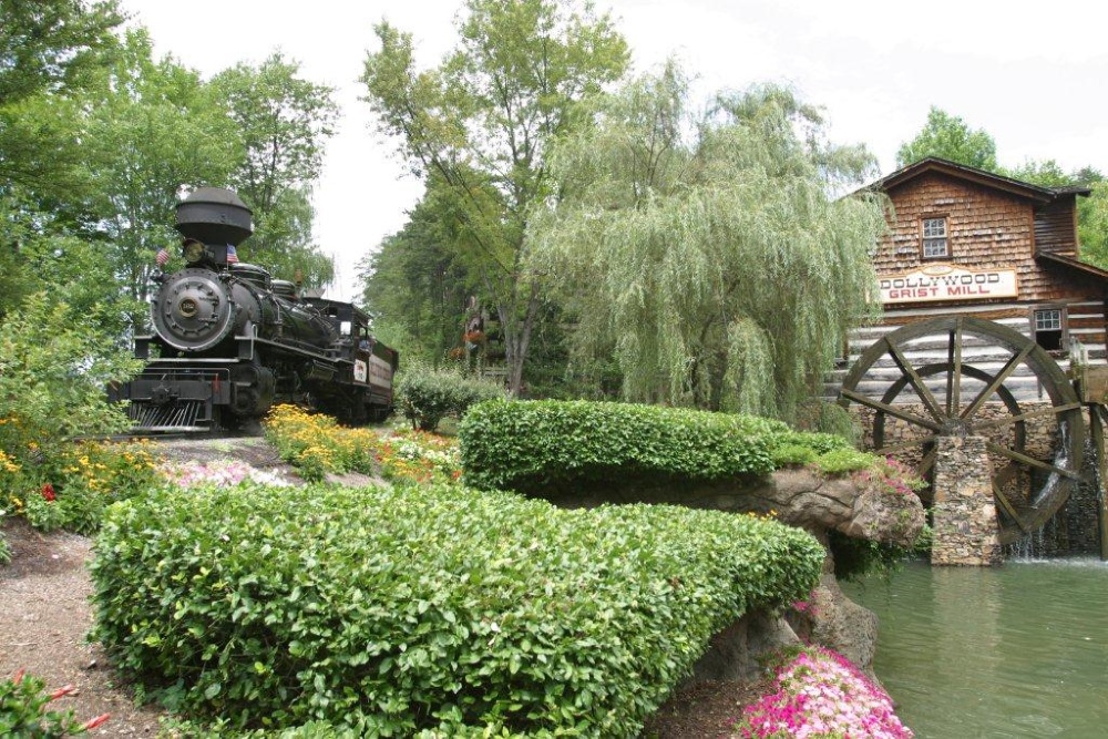 The Dollywood Express and Grist Mill at Dollywood Theme Park