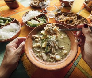 Green Pozole with Chicken, Thompson Zihuatenejo.