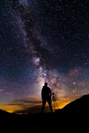 Photo of a person stargazing near Sun Valley.