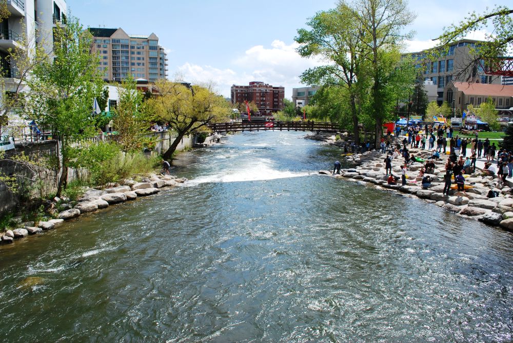 Truckee River running through downtown Reno.