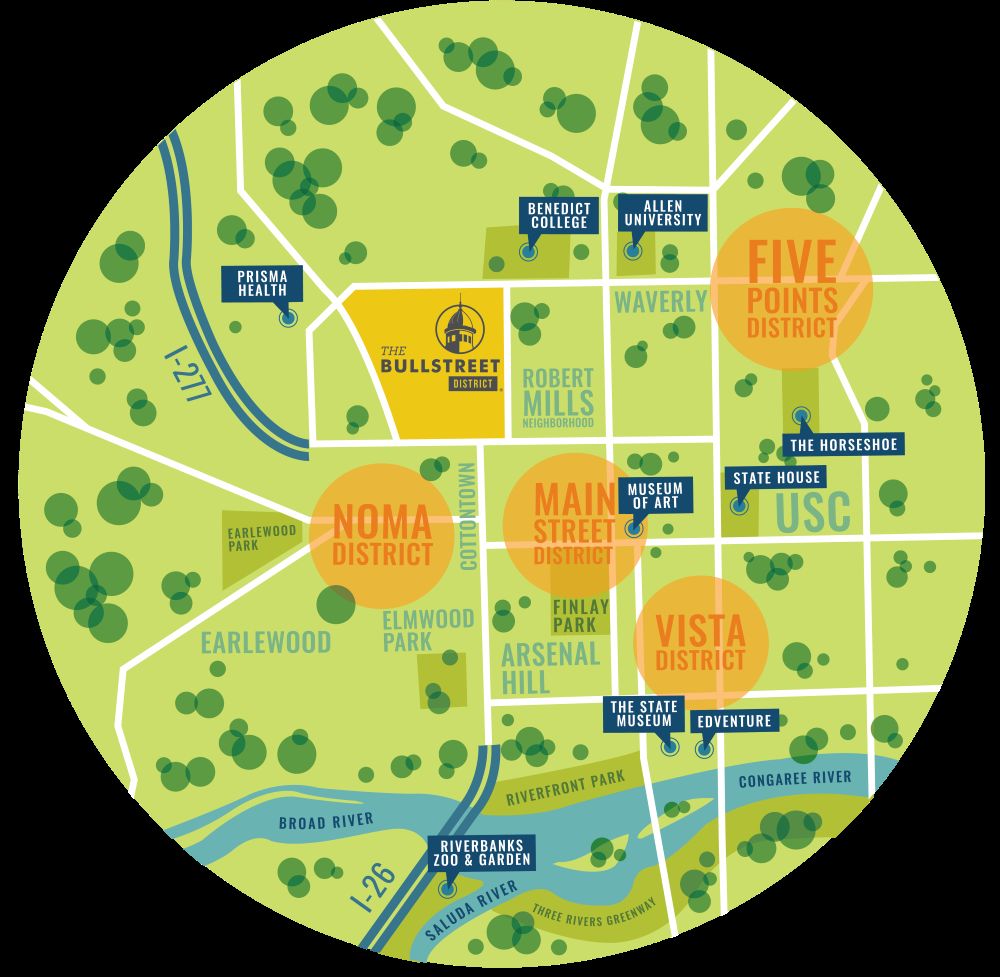 Map of downtown Columbia, South Carolina.