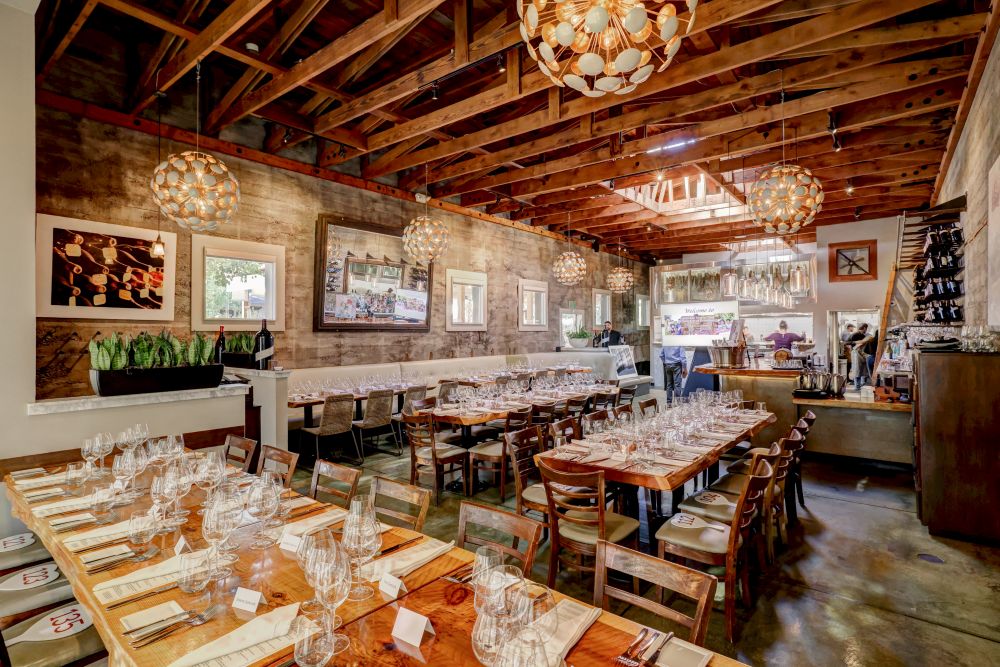 Event space set up for a dinner at Valette.