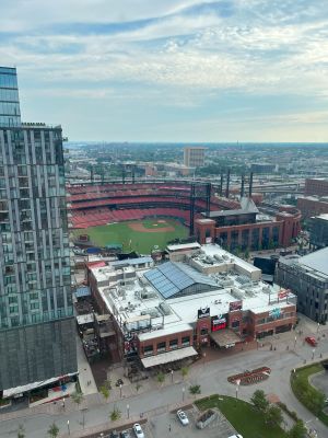 View of Busch Stadium from 360 Rooftop Bar