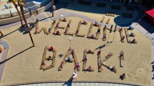 Welcome Back photo at Mandalay Bay Beach.