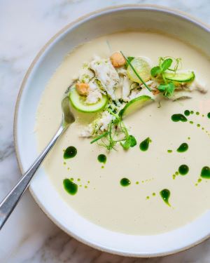 The Osprey White Gazpacho with Jumbo Crab.