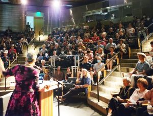 Photo of a crowd at JANM theater.