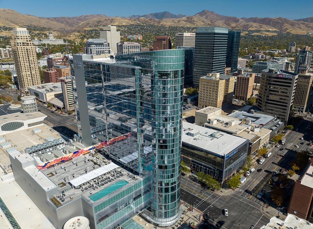 Hyatt Regency Salt Lake drone shot