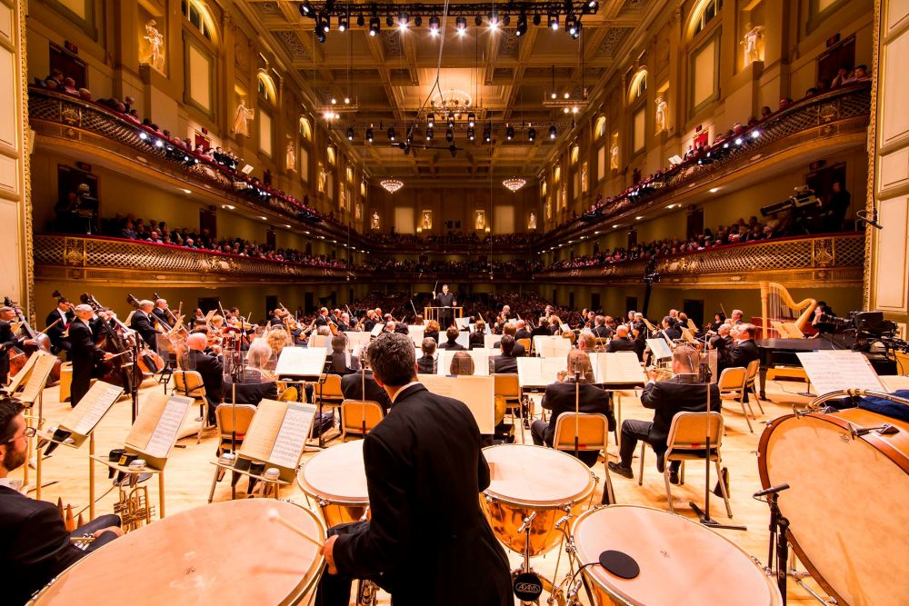 Andris Nelsons and BSO on stage at Symphony Hall