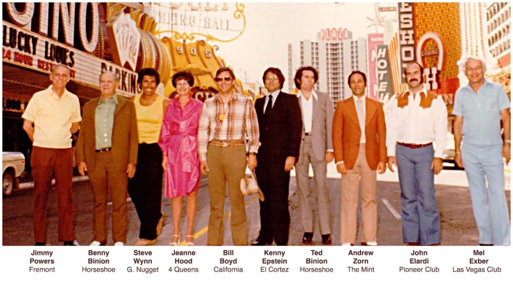 1970s photo of legendary Downtown Las Vegas casino owner-operators on Fremont Street