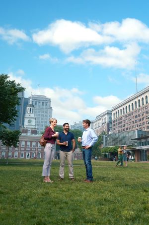 Attendees outside of Independence Hall in Philadelphia