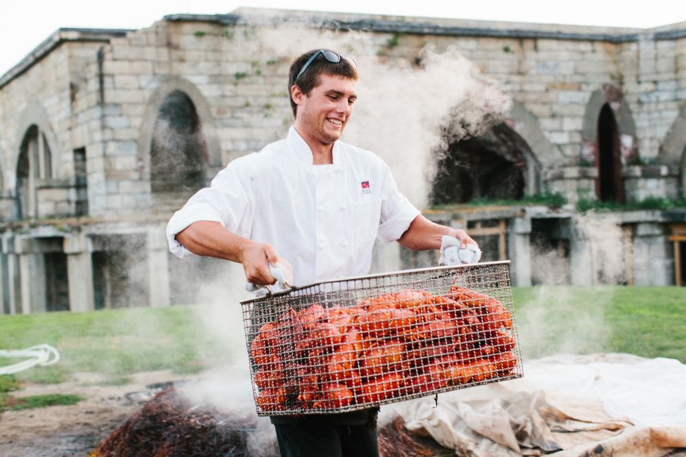 McGrath Clambakes & Catering working an event at Fort Adams State Park