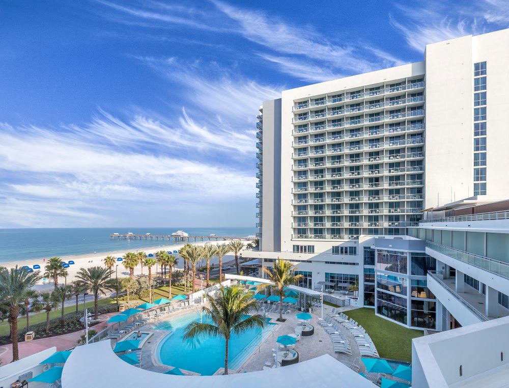 Overlooking the pool area at Wyndham Grand Clearwater Beach