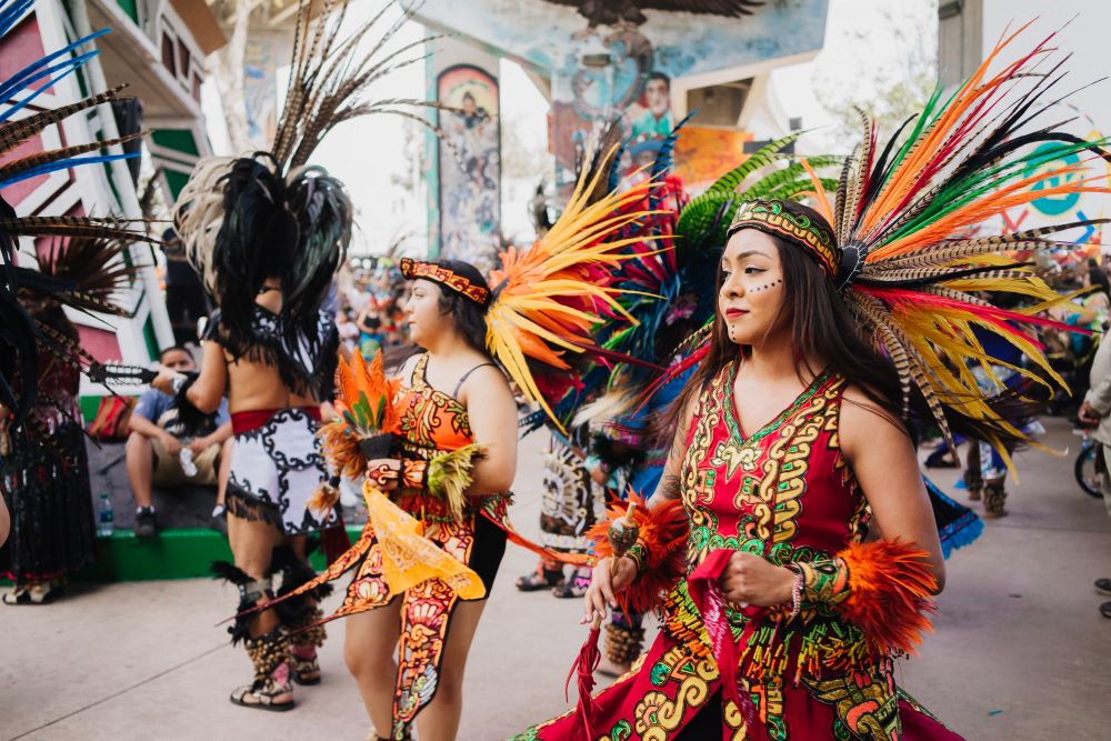 Dancers in Chicano Park in Barrio Logan