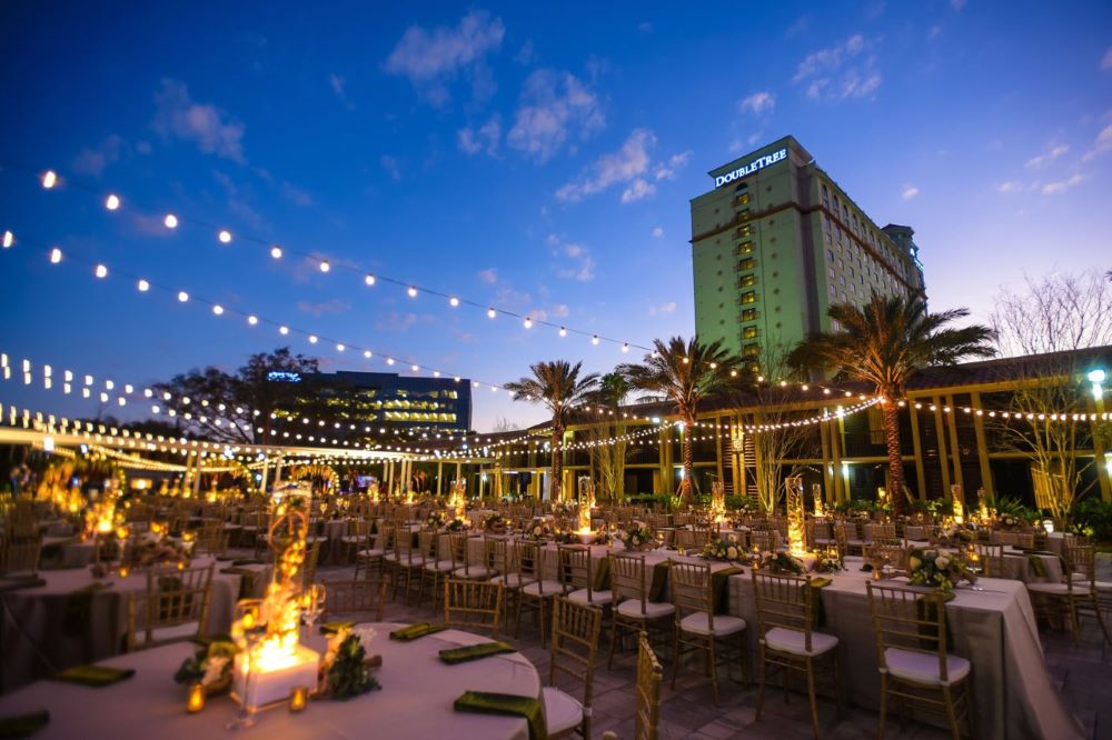 Event setup outside an night at DoubleTree by Hilton Orlando at SeaWorld