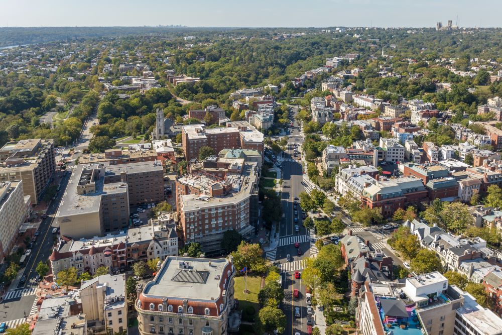 Embassy Row aerial view in Washington, DC