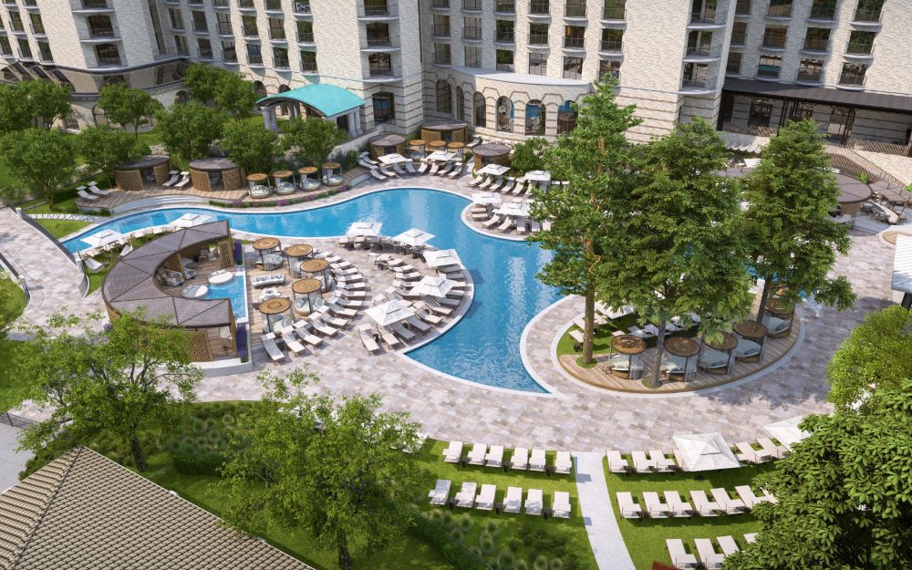 Las Colinas Ritz-Carlton outdoor pool rendering 
