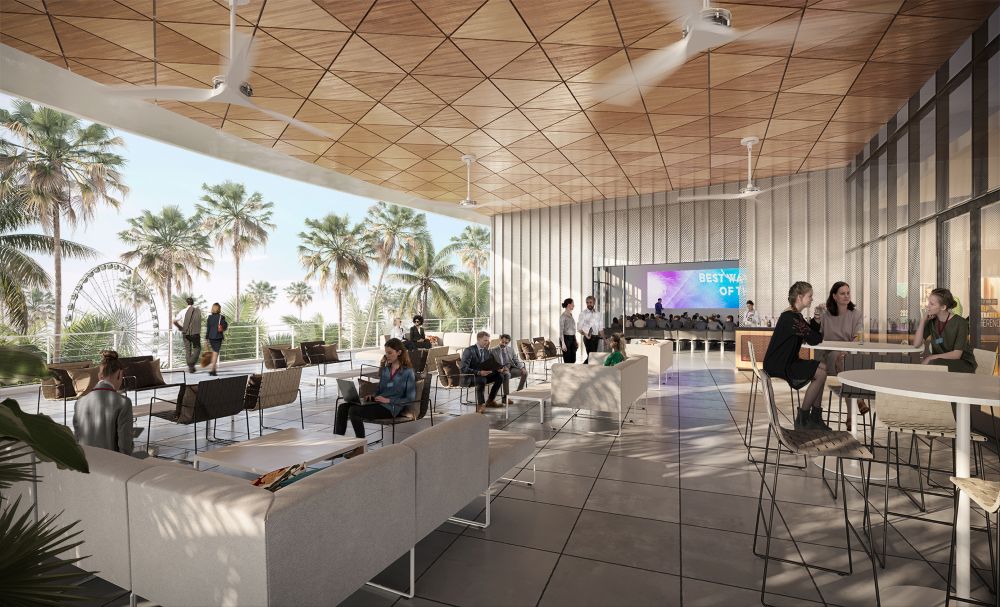 Meeting room terrace rendering at OCCC