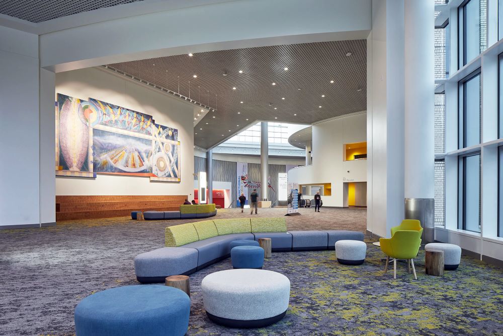 MLK lobby with modern artwork