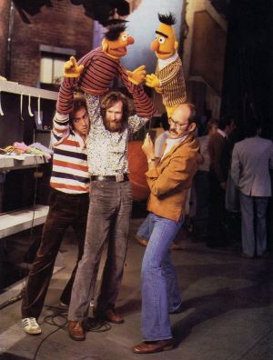 Richard Hunt, Jim Henson, Frank Oz perform Ernie and Bert, Sesame Street, 1970s