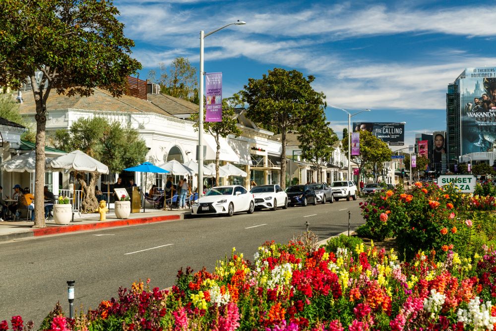 View down Sunset Strip in West Hollywood
