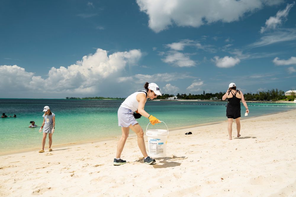 Trash pickup at Global DMC Partners Connection Event, The Bahamas