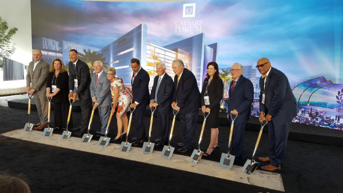 Caesars Forum Groundbreaking Shovels in Ground